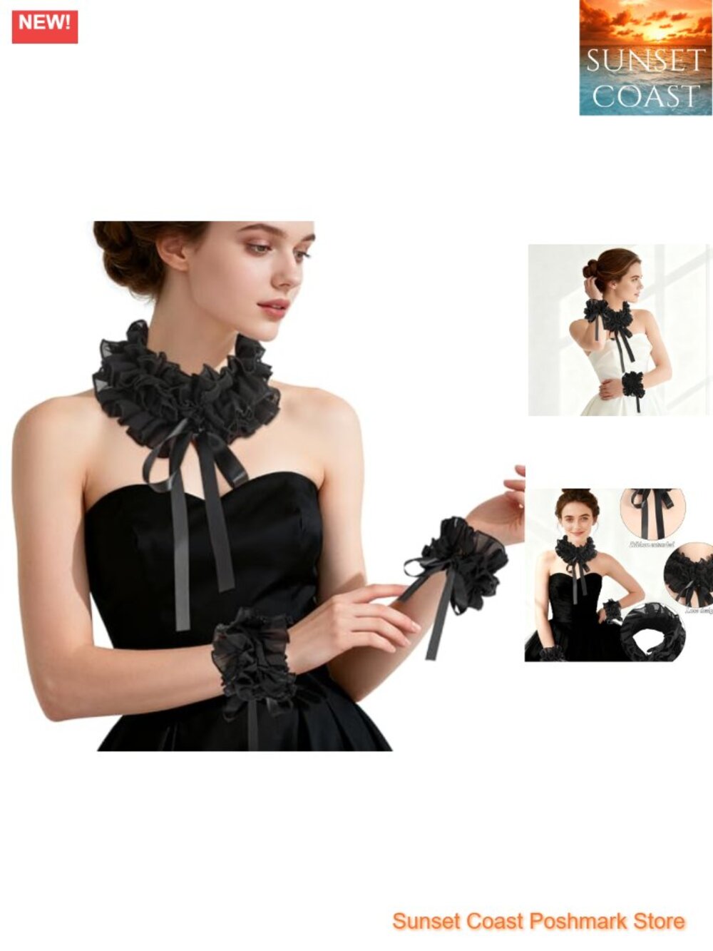 Vintage Lace Ruffle Collar & Fingerless Gloves Set Lolita Costume Accessory
